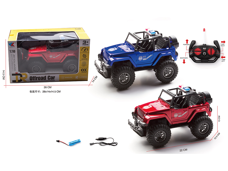1:18 4Ch R/C Simulated Police Jeep With Light