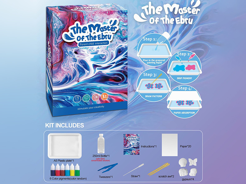 Water Drawing Set(6 Color Pigments,4 Gypsum)