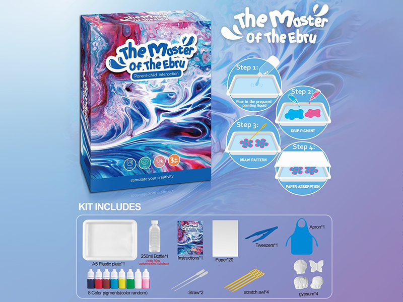 Water Drawing Set(8 Color Pigments,4 Gypsum)