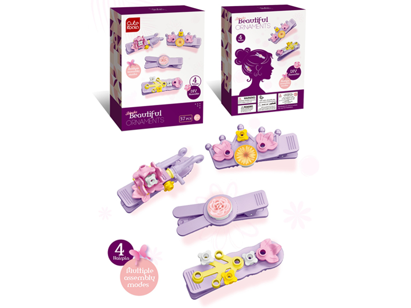 37Pcs Diy Girls' Hair Clip Jewelry Building Blocks (Flower Series - Dianthus Caryophyllus)