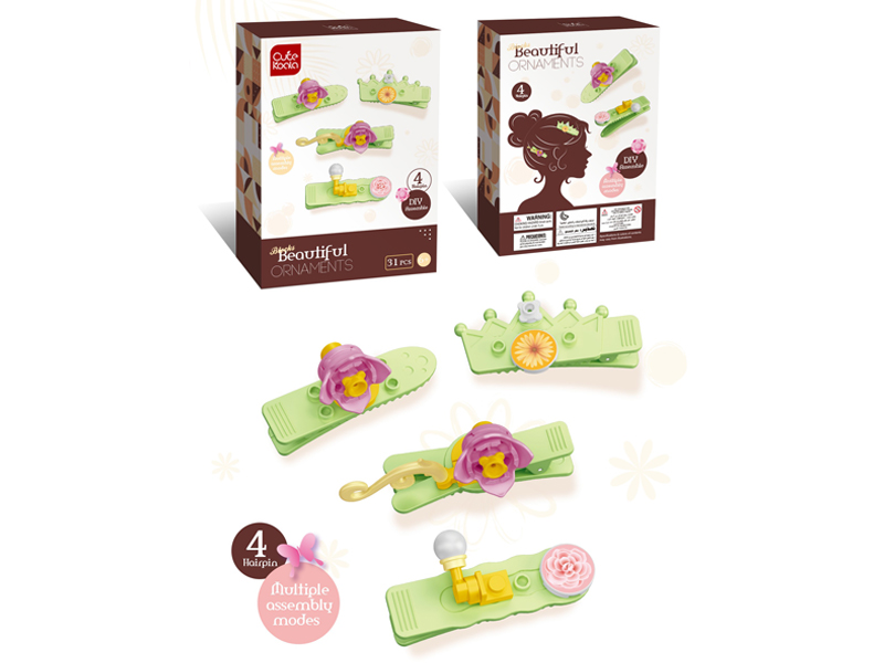 30Pcs Diy Girls' Hair Clip Jewelry Building Blocks (Flower Series - Wind Chime Flower)