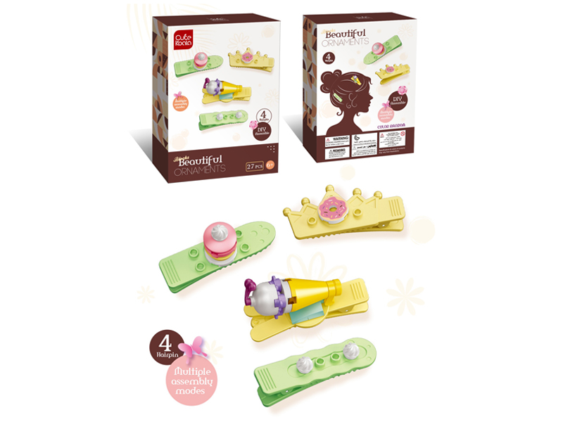 27Pcs Diy Girls' Hair Clip Jewelry Building Blocks (Dessert Series - Ice Cream)