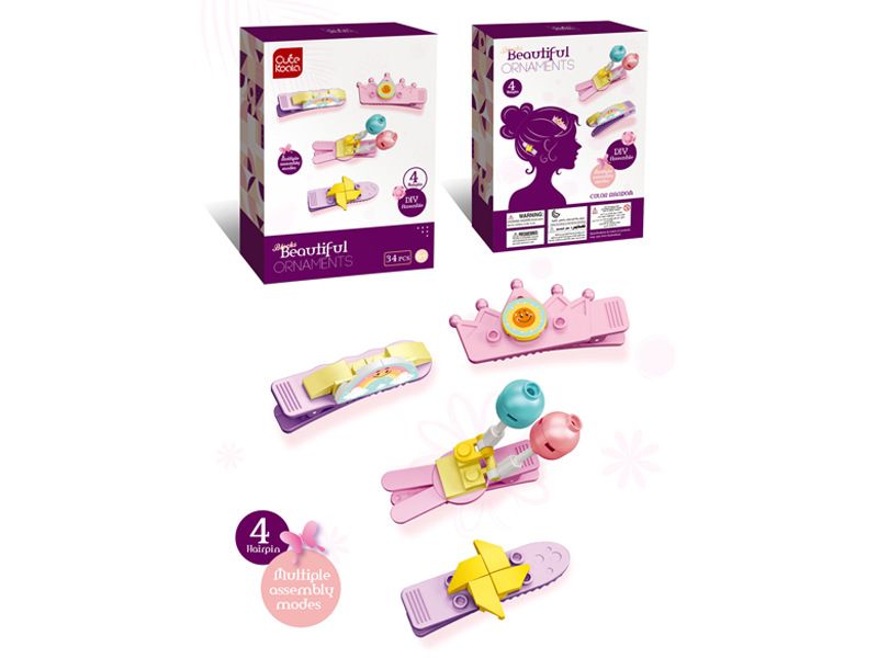 34Pcs Diy Girls' Hair Clip Jewelry Building Blocks (Windmill)