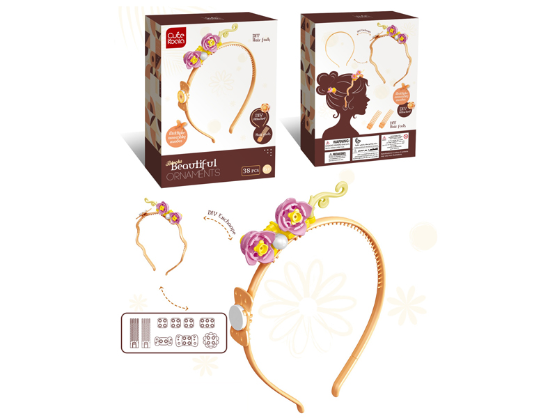 38Pcs Diy Girls' Headband Jewelry Building Blocks (Flower Series - Wind Chime Flower)
