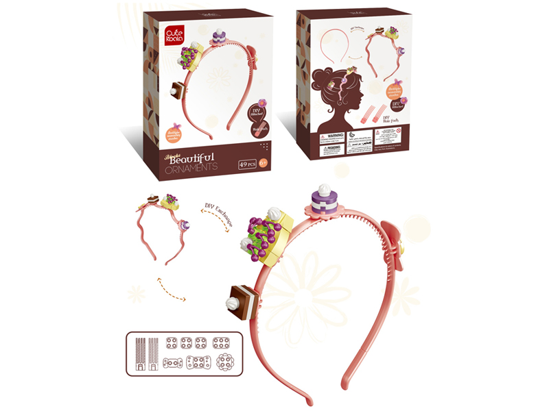 49Pcs Diy Girls' Headband Jewelry Building Blocks (Dessert Series - Cookie)