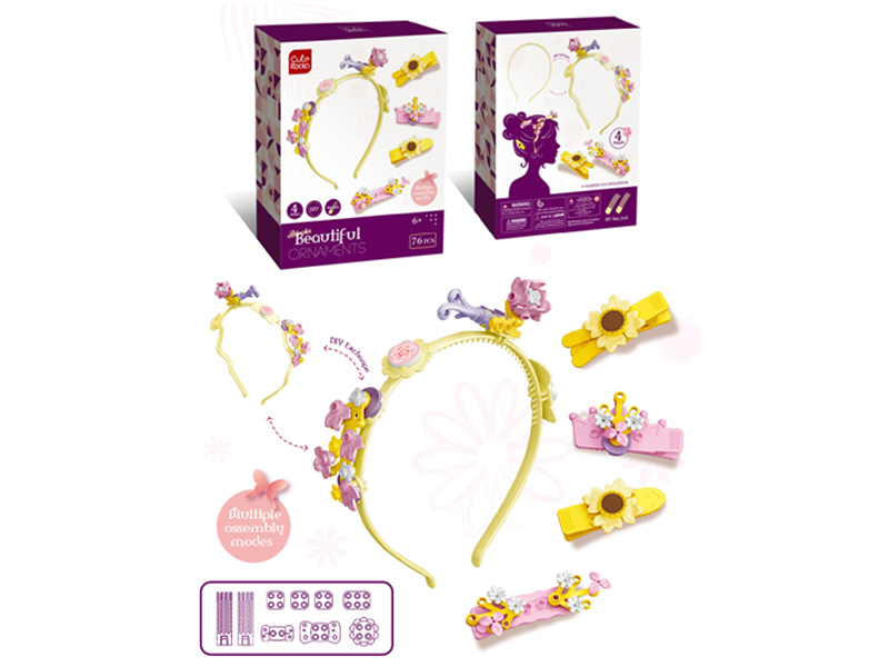 76Pcs Diy Girls' Headband Jewelry Building Blocks (Flower Series)