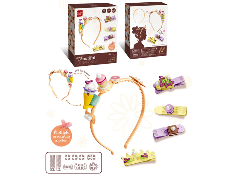 76Pcs Diy Girls' Headband Jewelry Building Blocks (Dessert Series)