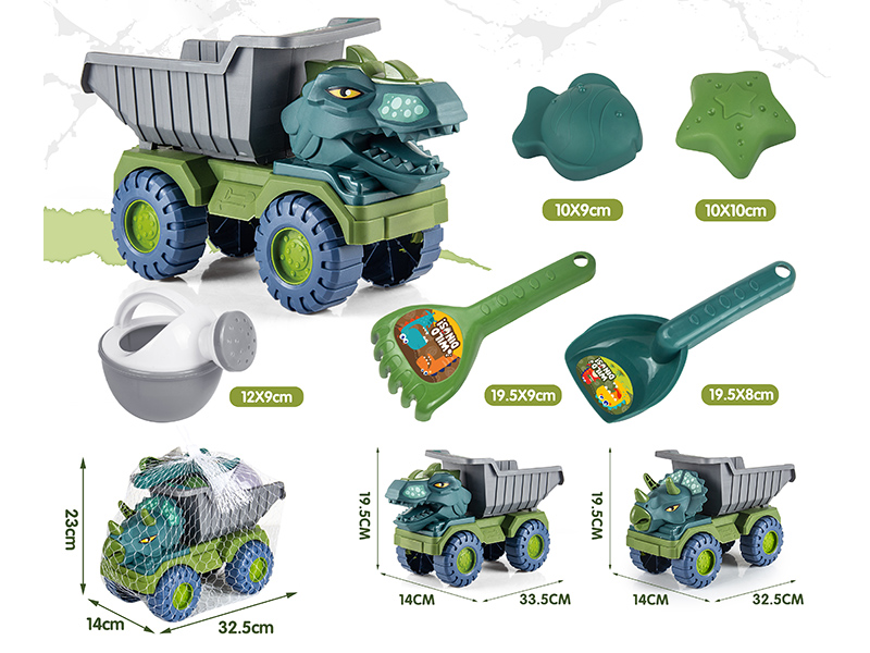 Slide Dinosaur Truck Beach Toys Set 6pcs