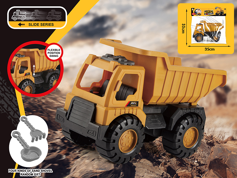 Slide Dumper Engineering Truck + 2 Beach Tools