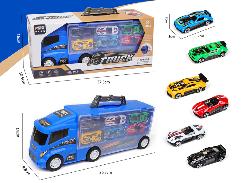 Slide Container Trailer With 6 Slide Alloy Racing Car