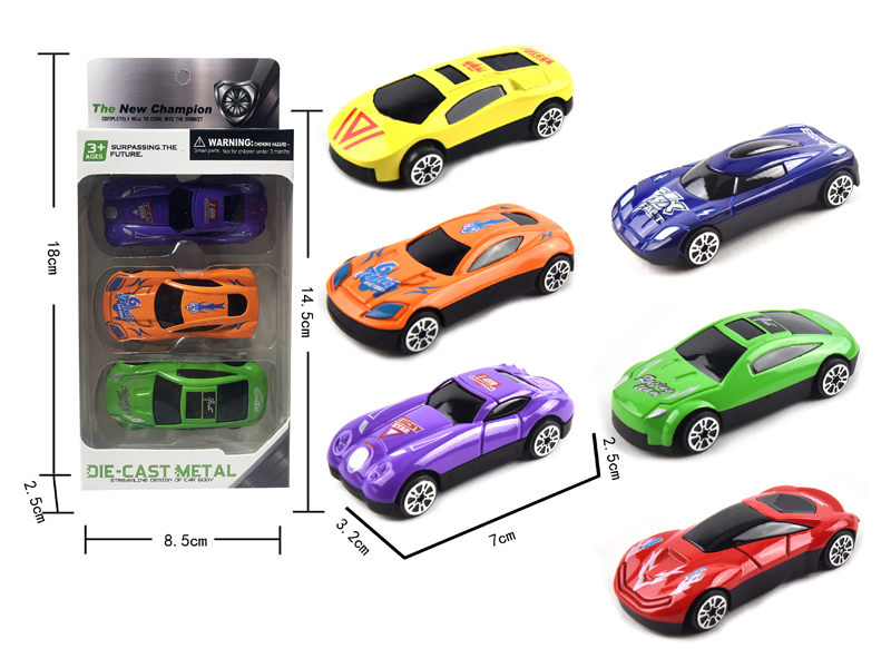 3PCS Slide Alloy Sports Car
