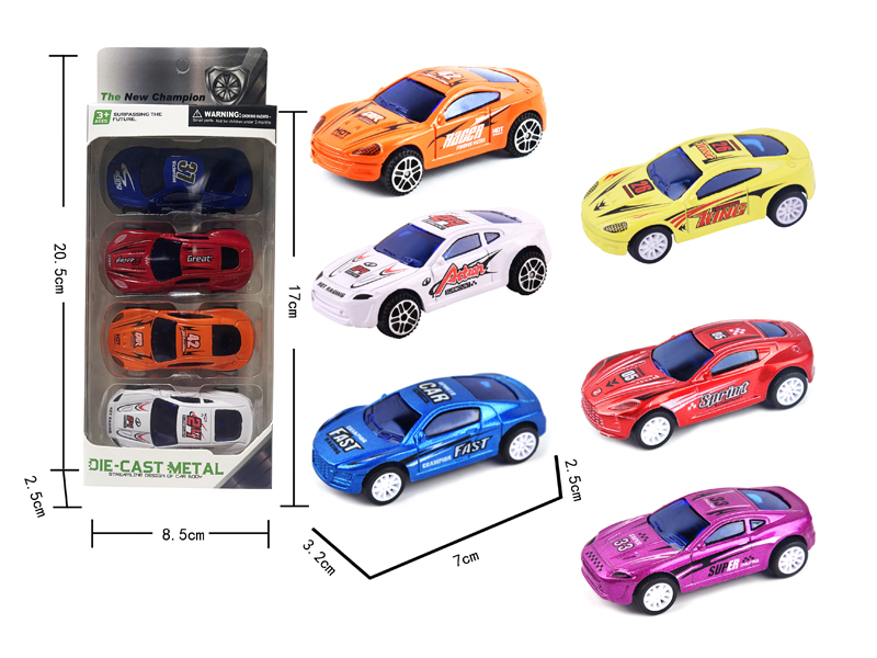 4PCS Pull Back Alloy Racing Car