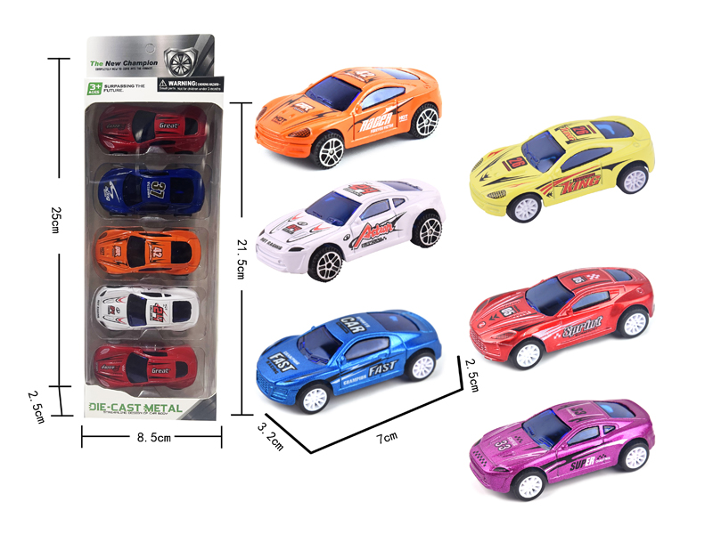5PCS Pull Back Alloy Racing Car
