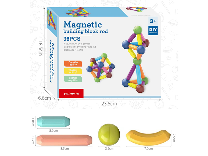 36Pcs Building Block Magnetic Rod
