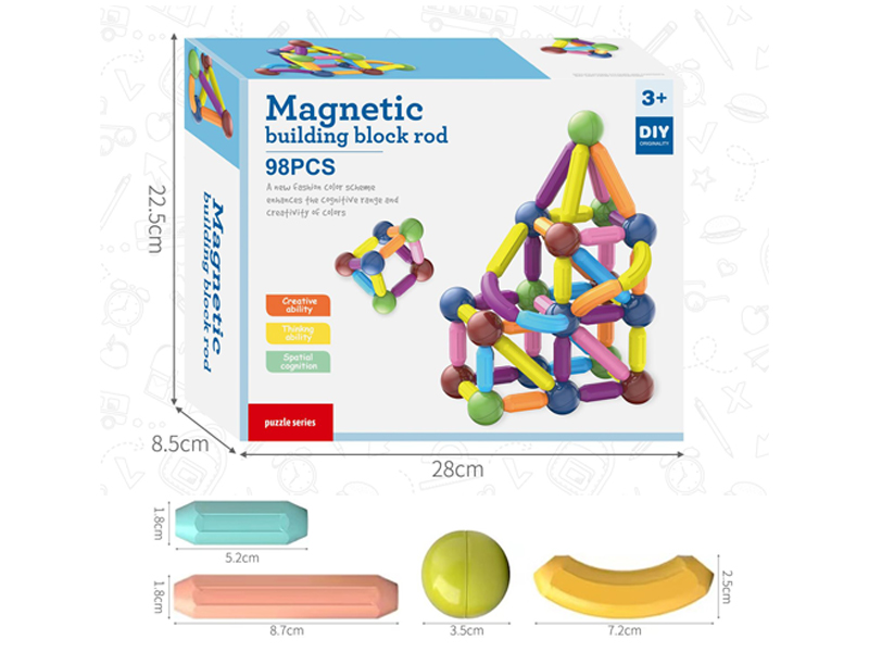 98Pcs Building Block Magnetic Rod