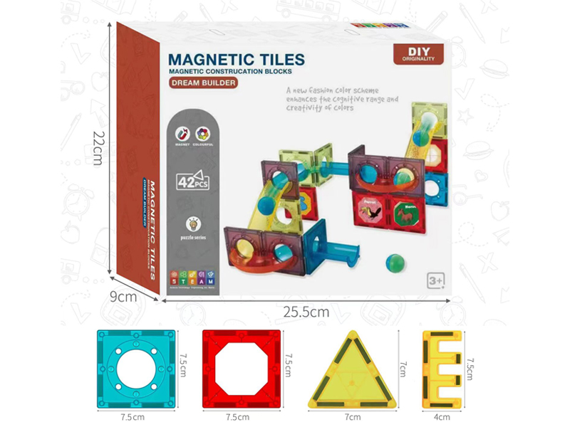 42Pcs Magnetic Ball Track Building Blocks