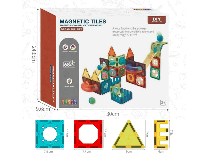 68Pcs Magnetic Ball Track Building Blocks
