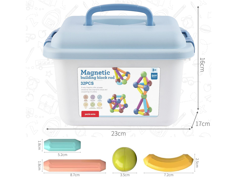 32Pcs Building Block Magnetic Rod