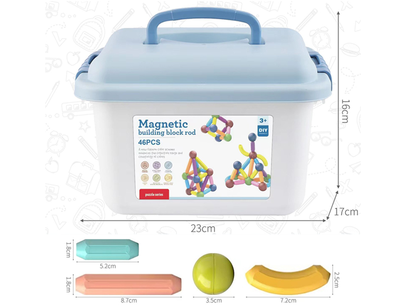 46Pcs Building Block Magnetic Rod