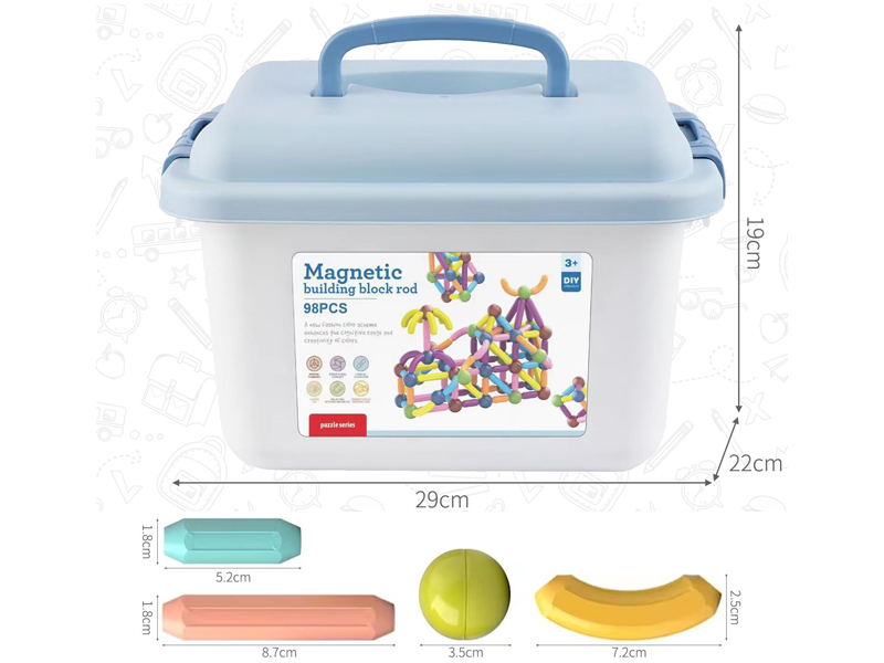 98Pcs Building Block Magnetic Rod