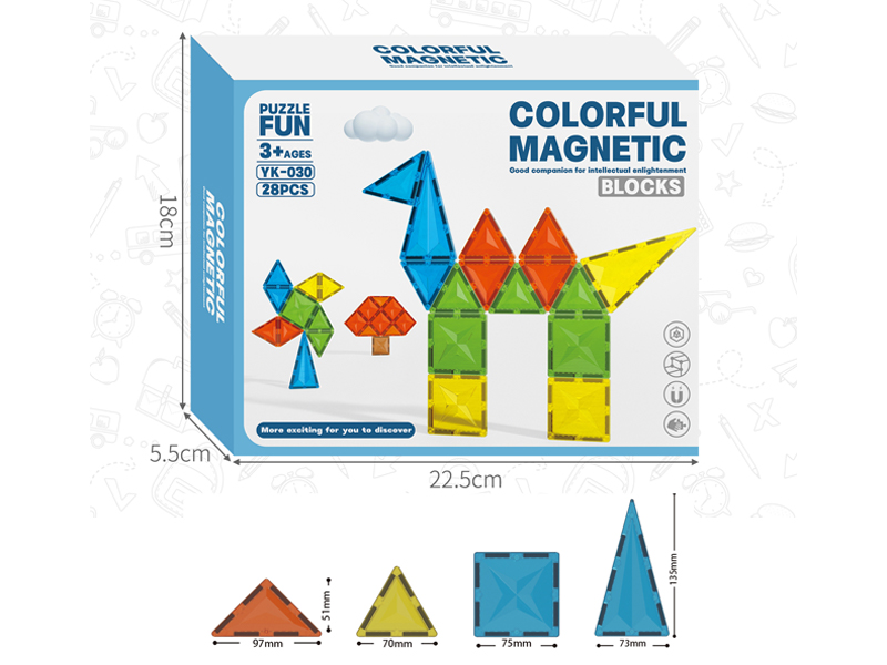 28Pcs Color Window Magnetic Building Blocks