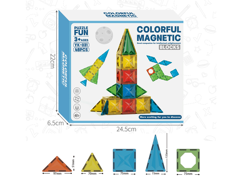 48Pcs Color Window Magnetic Building Blocks