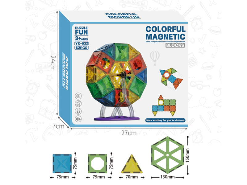 52Pcs Color Window Magnetic Building Blocks
