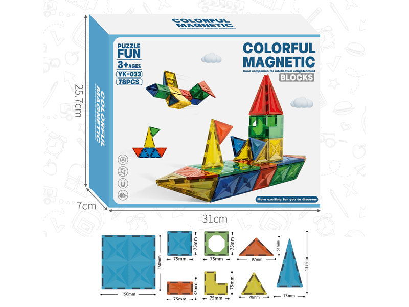 78Pcs Color Window Magnetic Building Blocks