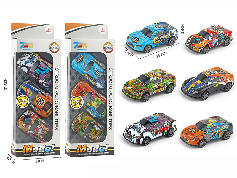 Pull Back Alloy Graffiti Sports Car