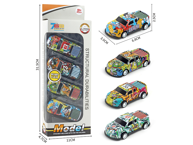 Pull Back Alloy Graffiti Pickup Trucks