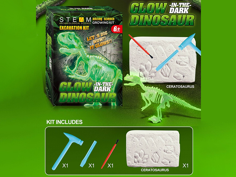 Archaeological Dig Series - Glow-In-The-Dark Ceratosaurus Skeleton