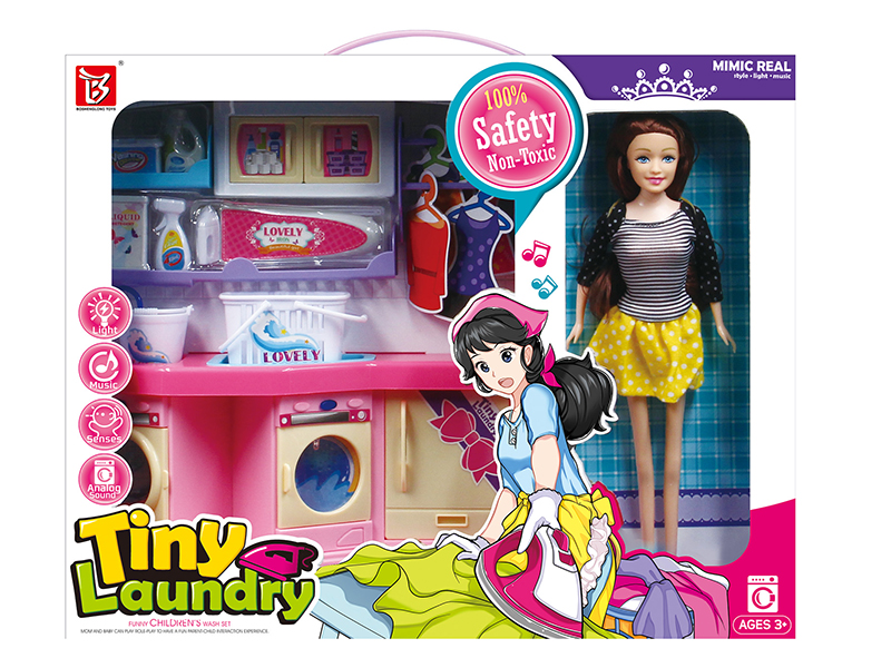 Laundry Toys + Doll 16pcs