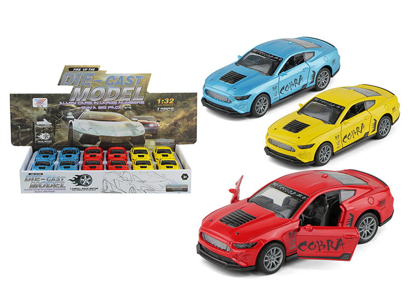 12Pcs 1:32 Pull Back Ford Gt500 Alloy Car