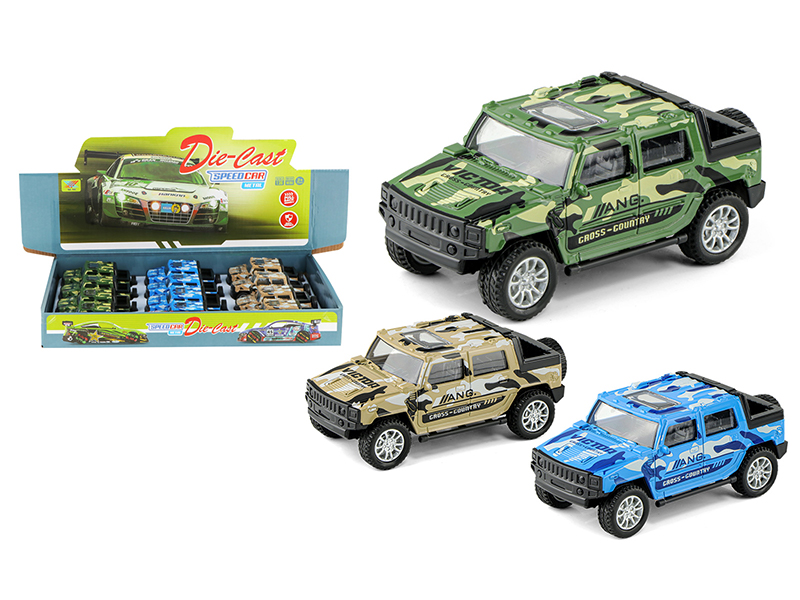12Pcs 1:36 Pull Back Camo Hummer Alloy Car