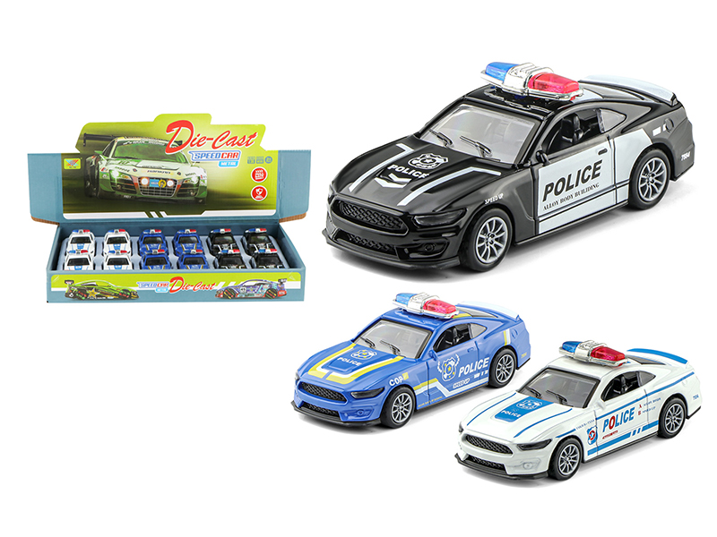12Pcs 1:36 Pull Back Ford Police Car Alloy Car