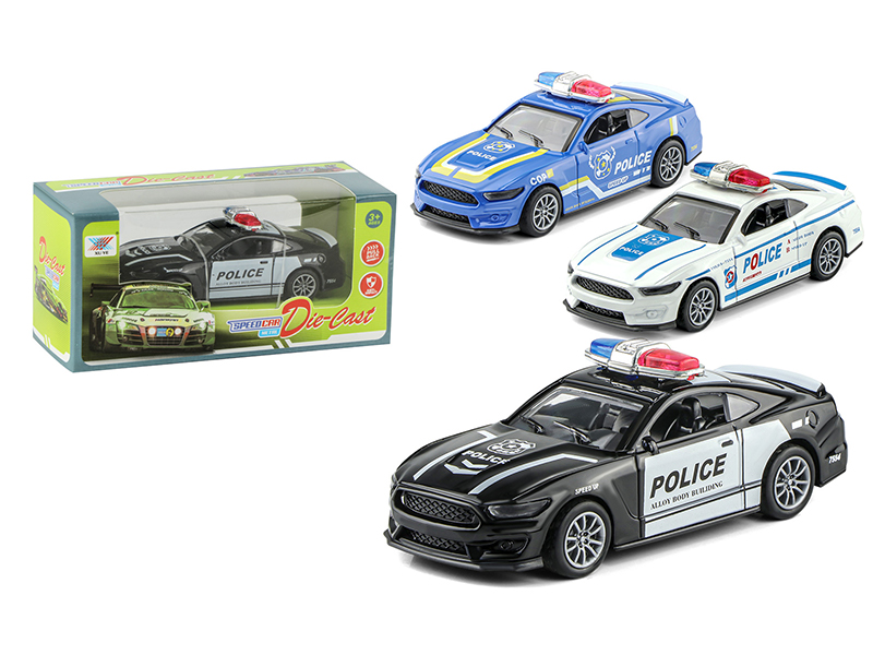 1:36 Pull Back Mustang Police Car Alloy Car