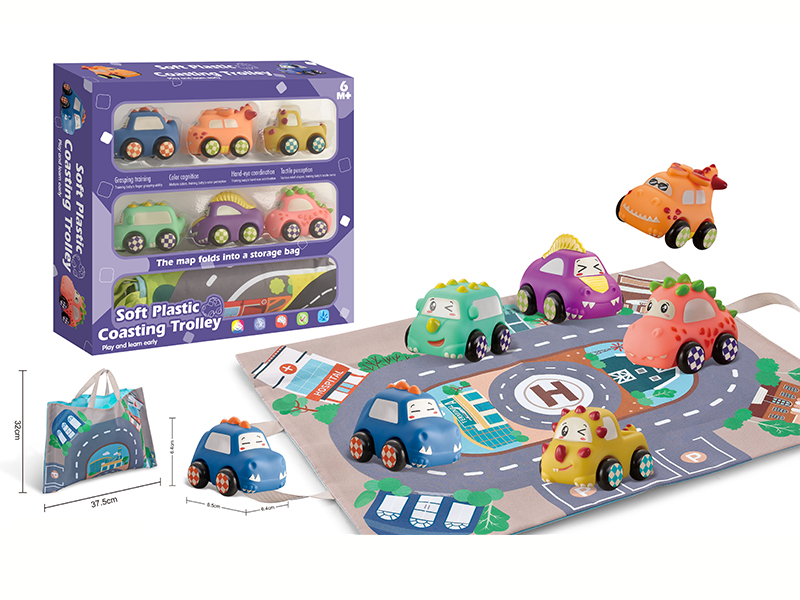 Soft Glue Dinosaur Car + Fold Storage Map