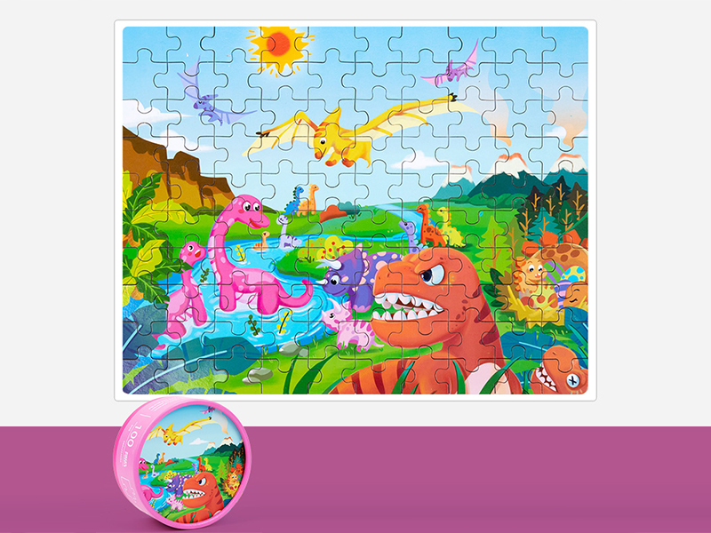 100Pcs Paper Tube Puzzle (Dinosaur)