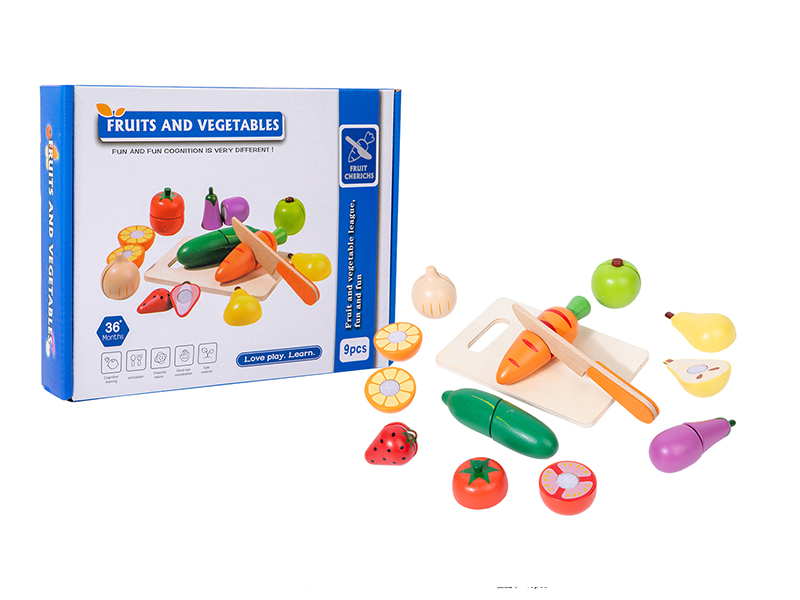 9Pcs Wooden Cutting Fruits And Vegetables Toy