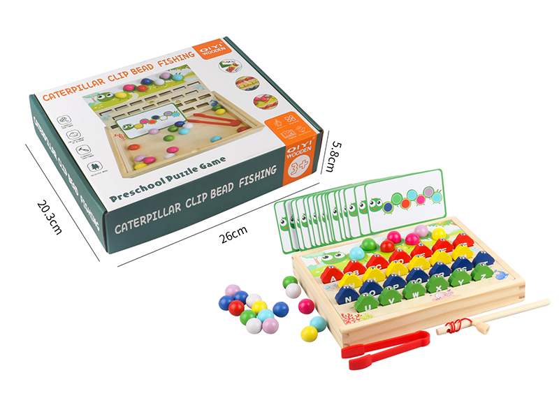 Wooden Caterpillar Fishing Clip Beads