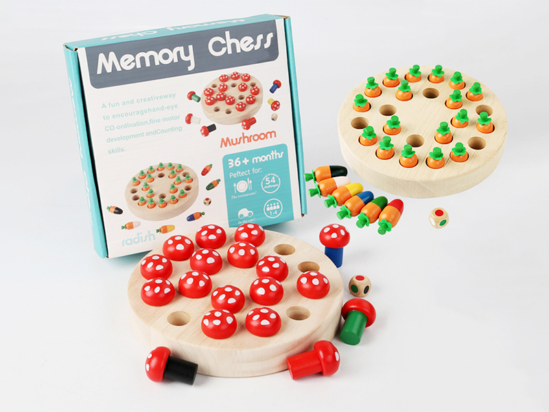 Wooden Mushroom Radish Memory Chess