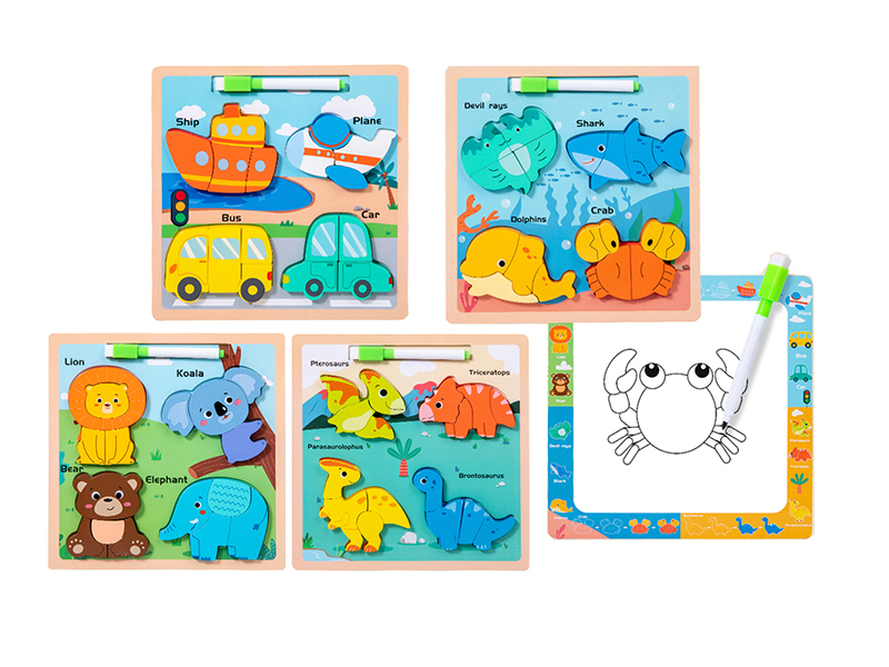 4 In 1 Wooden Puzzle Board