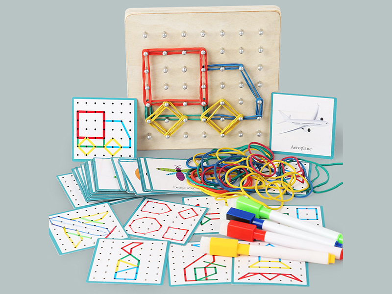 Wooden Rubber Band Nail Board Puzzle