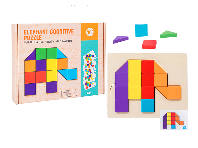 Wooden Elephant Shaped Puzzle