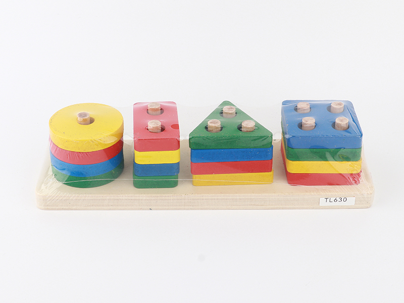 Wooden Colored Rectangular Sleeve Column Toy