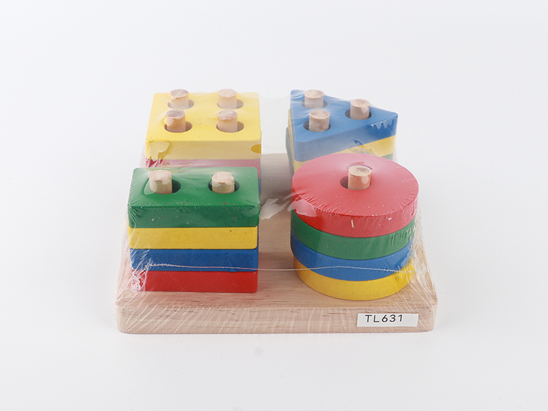 Wooden Colored Square Sleeve Column Toy