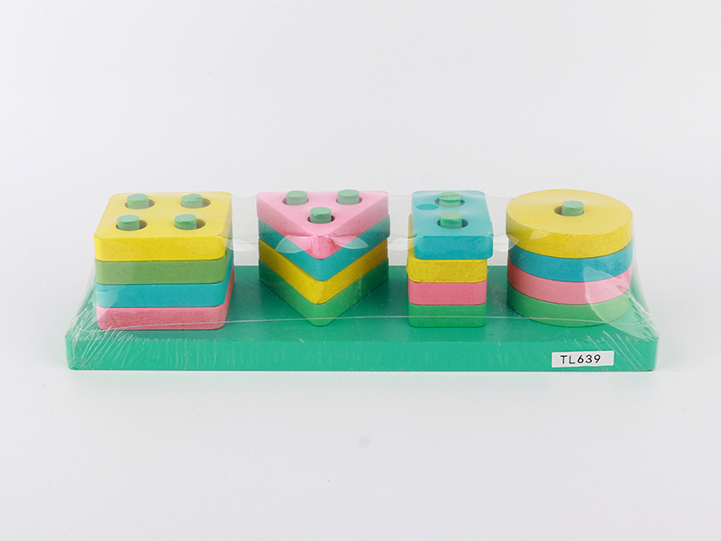 Wooden Colored Square Sleeve Column Toy