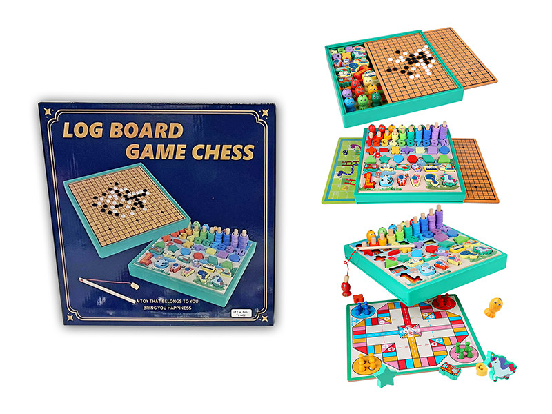 Wooden Multifunctional Fishing Matching Game Chess Box