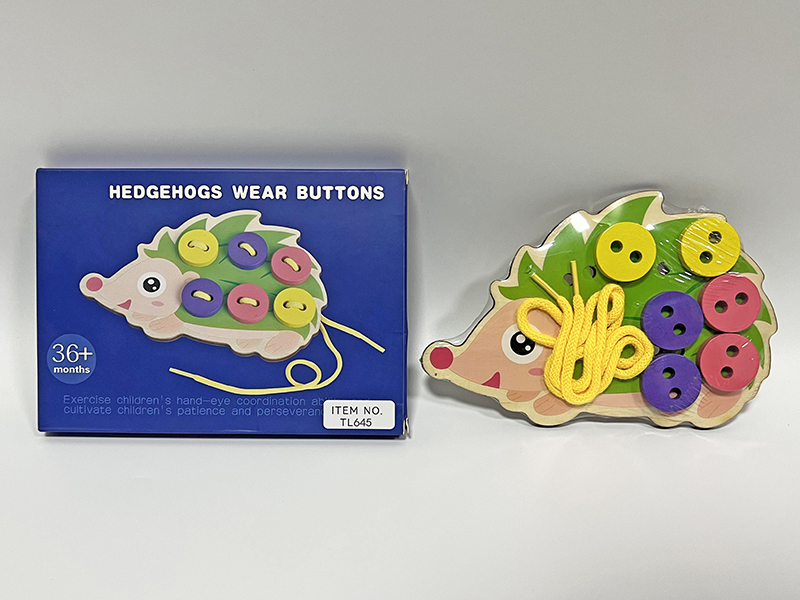 Wooden Hedgehog Threading Button