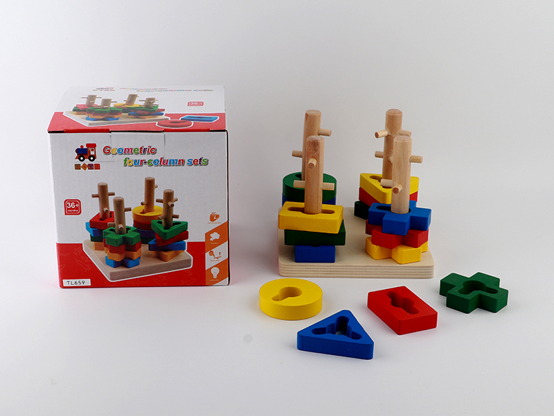 Wooden Montessori Mechanism Building Block Set Column